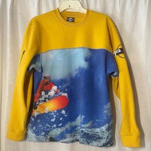 Sportrax Fleece Snowboarding Sweatshirt. Yellow/Blue Vintage 90s Warm Cozy 14/16